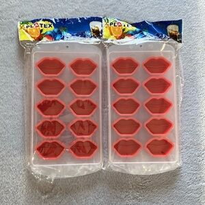 5/$25 🎆 Set of 2 NEW PLATEX Red Lips Ice Cube Tray - 10 cubes each
